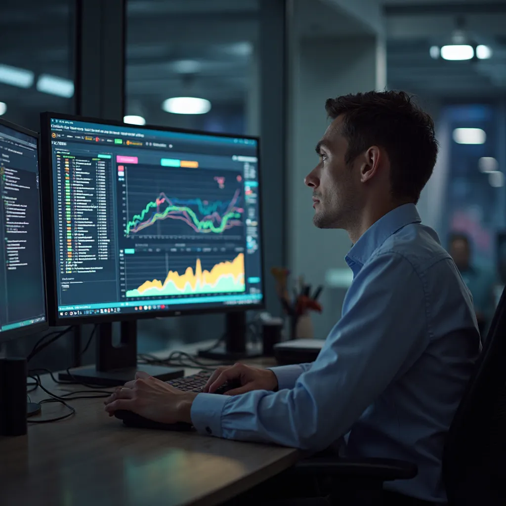 Wykres wzrostu finansowego na ekranie komputera z rysami analizy